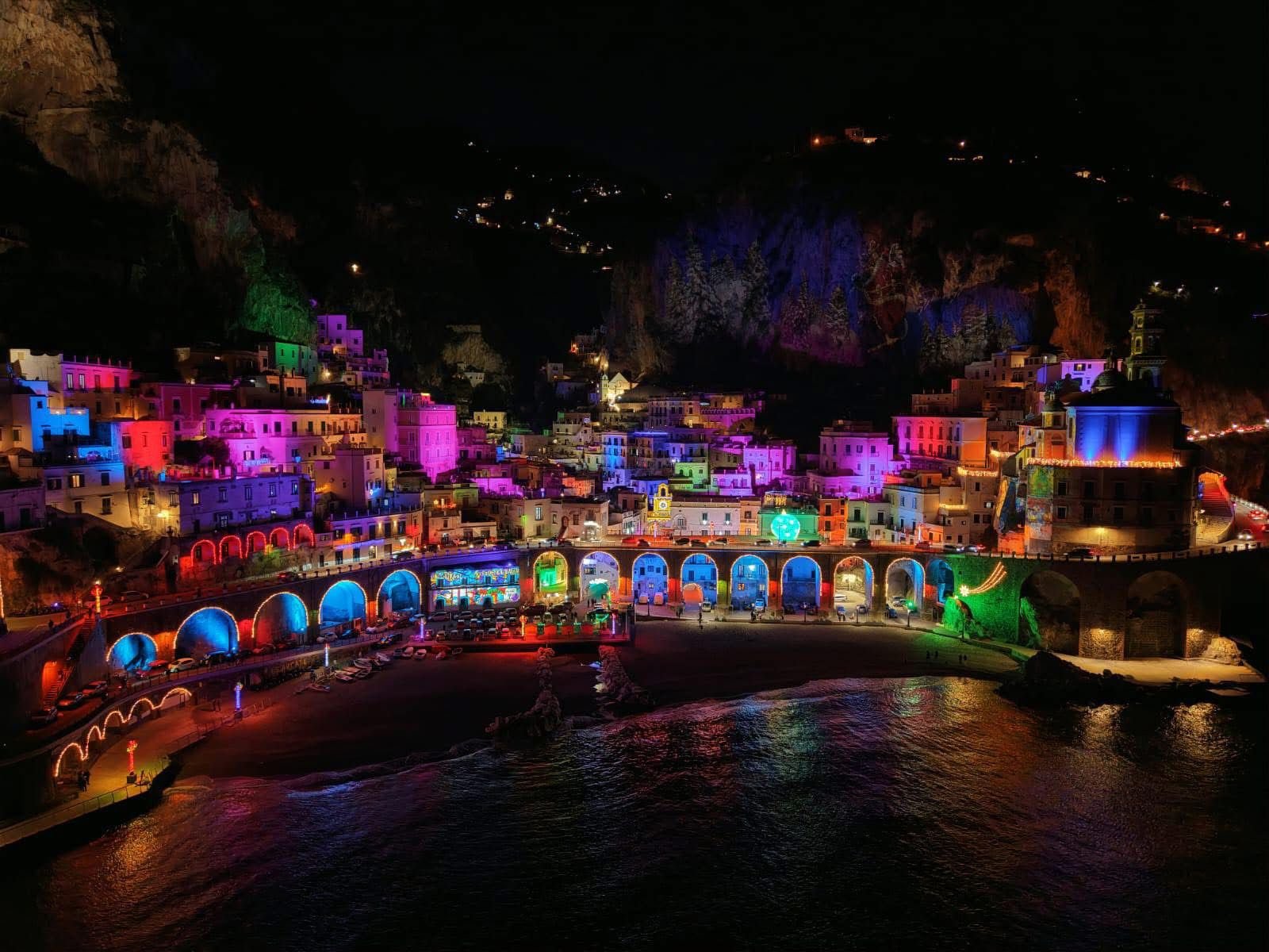 Atrani in December at night on the Amalfi Coast