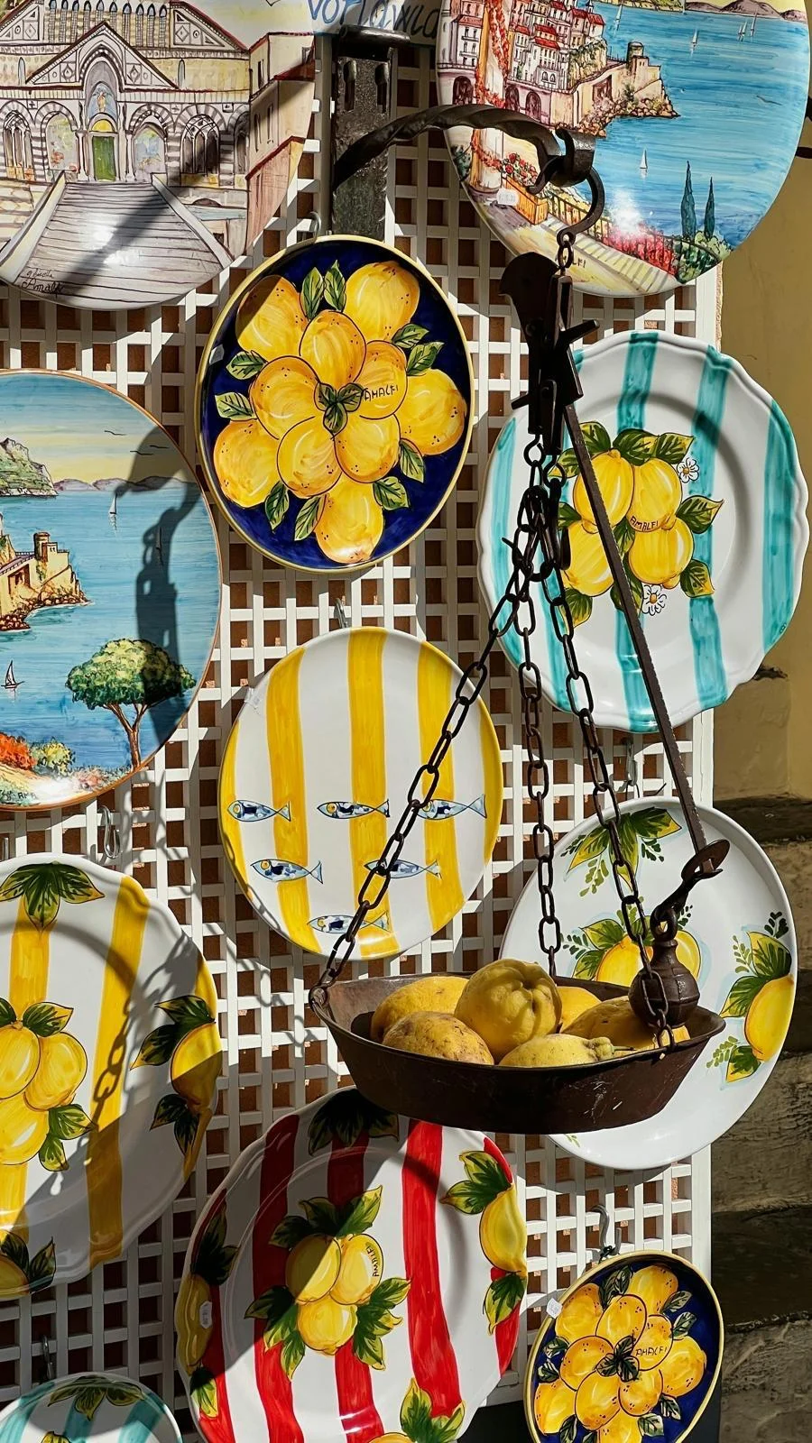 Traditional Amalfi Coast ceramic plates with lemons