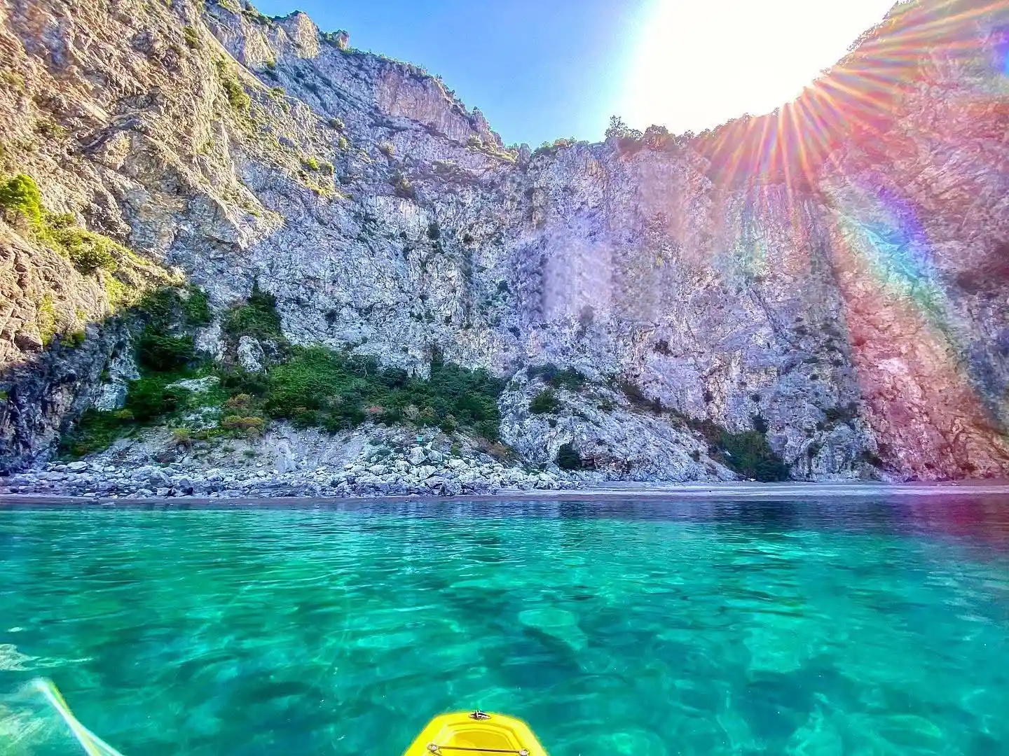 Cavallo Morto beach near Maiori with turquoise water and cliffs