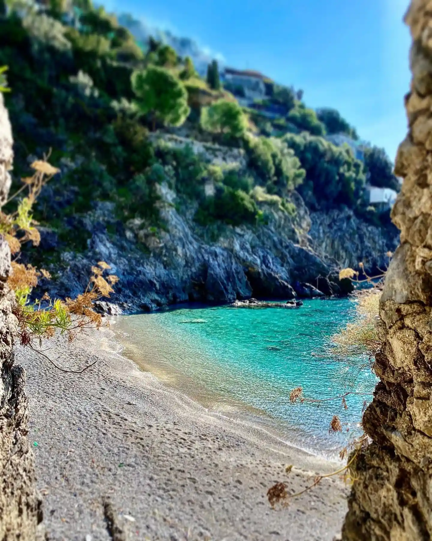 Salicerchie beach in Maiori with clear turquoise water